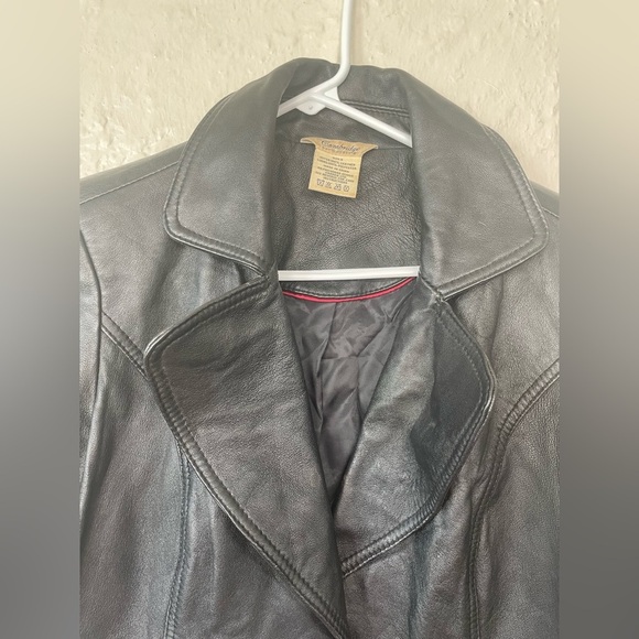 Vintage Cambridge DryGoods black, 100% leather blazer style jacket; size S - Picture 4 of 7